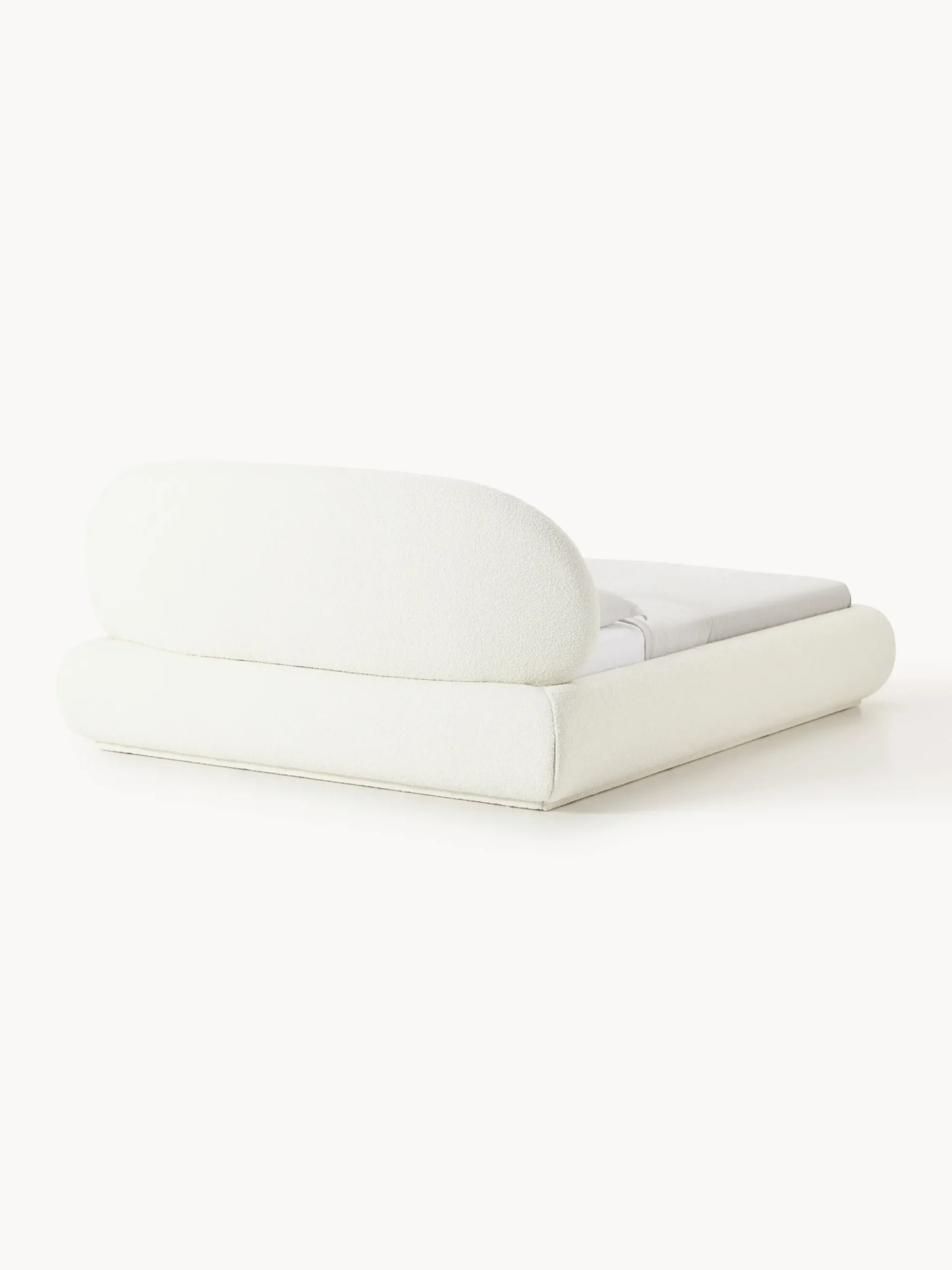 Letto imbottito in bouclé con contenitore Alba