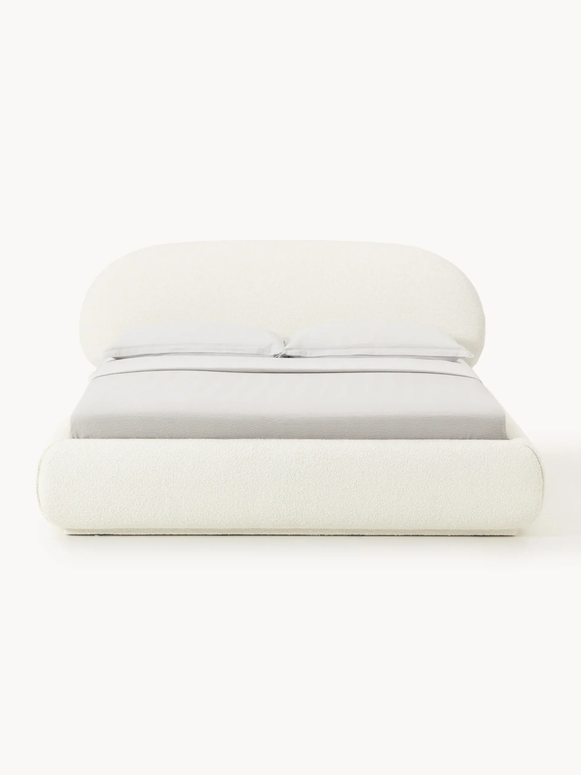 Letto imbottito in bouclé con contenitore Alba