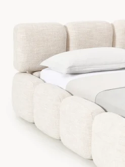 Letto imbottito in bouclé con contenitore Tayla