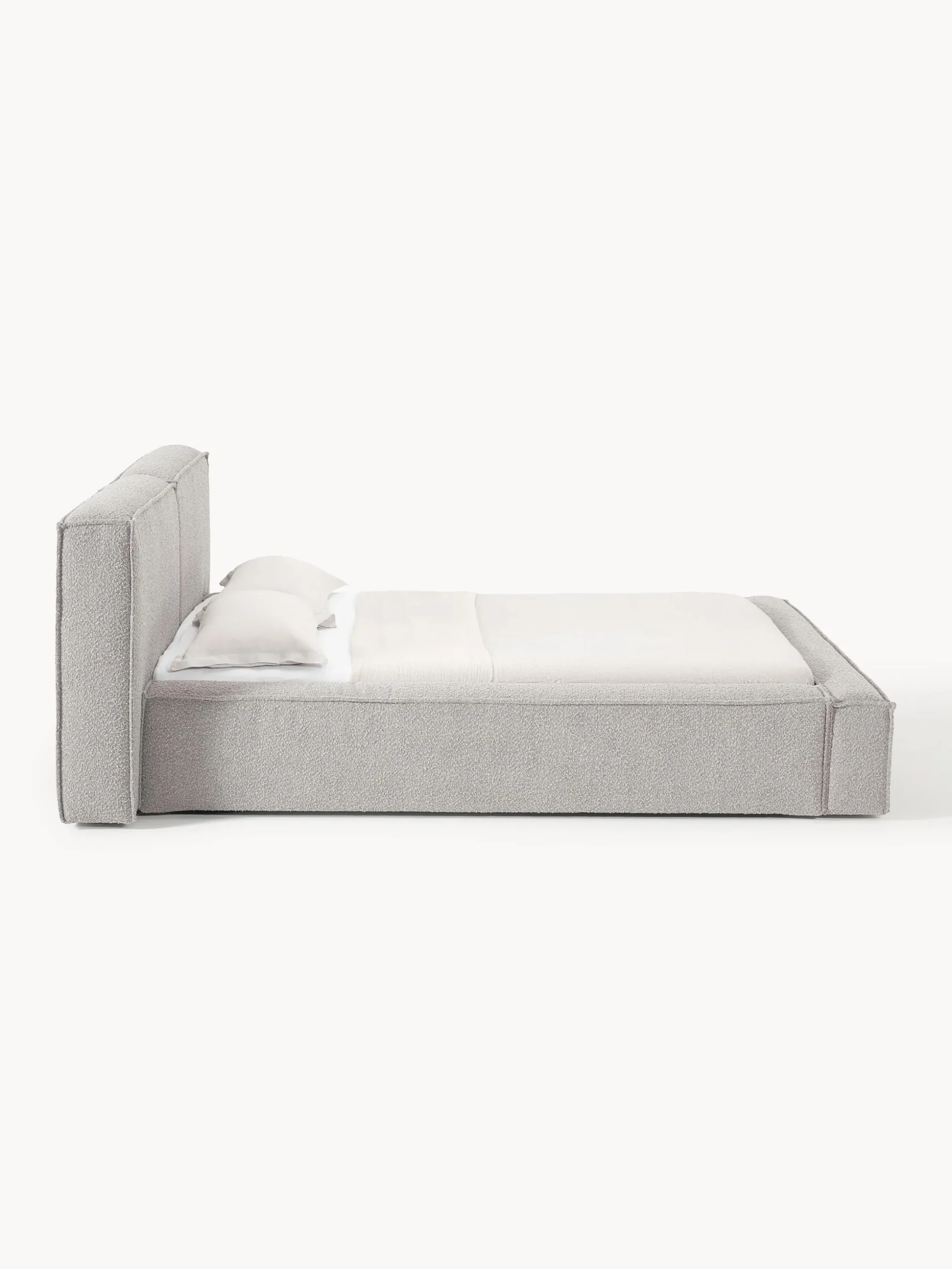 Letto imbottito in bouclé con contenitore Lennon