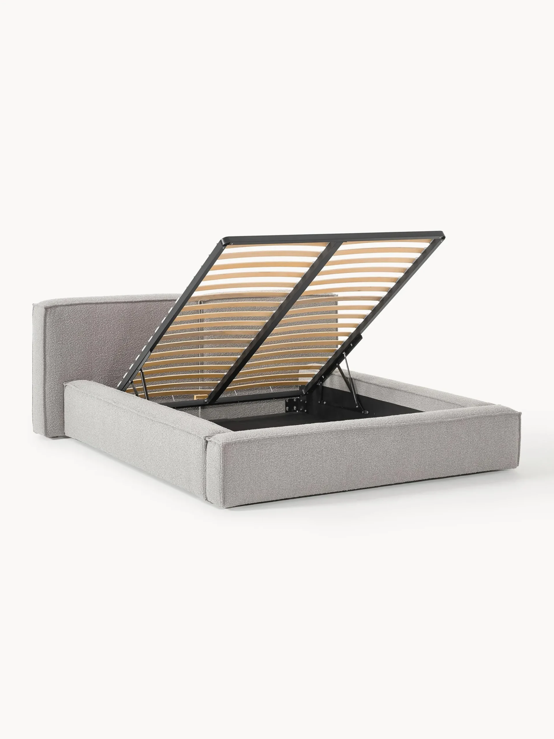 Letto imbottito in bouclé con contenitore Lennon