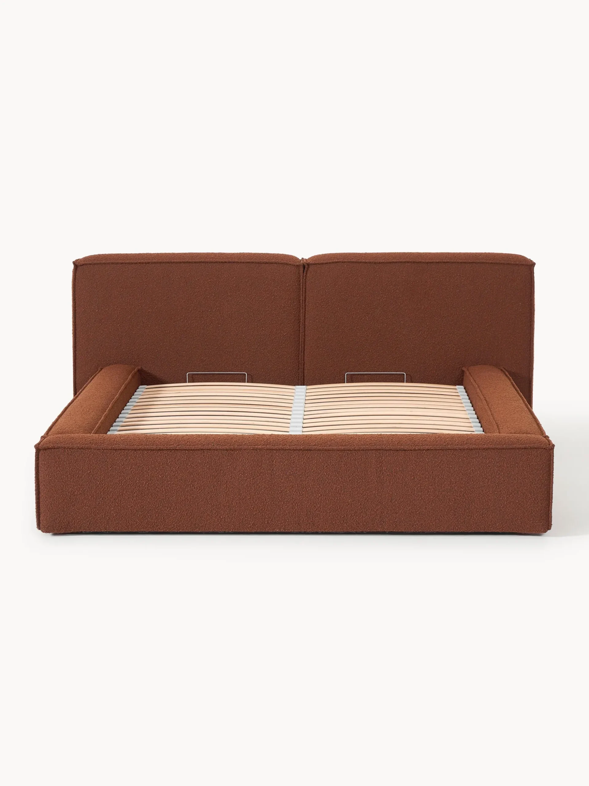 Letto imbottito in bouclé con contenitore Lennon