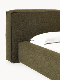 Letto imbottito in bouclé con contenitore Lennon