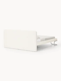 Letto imbottito in bouclé con gambe in metallo Olina