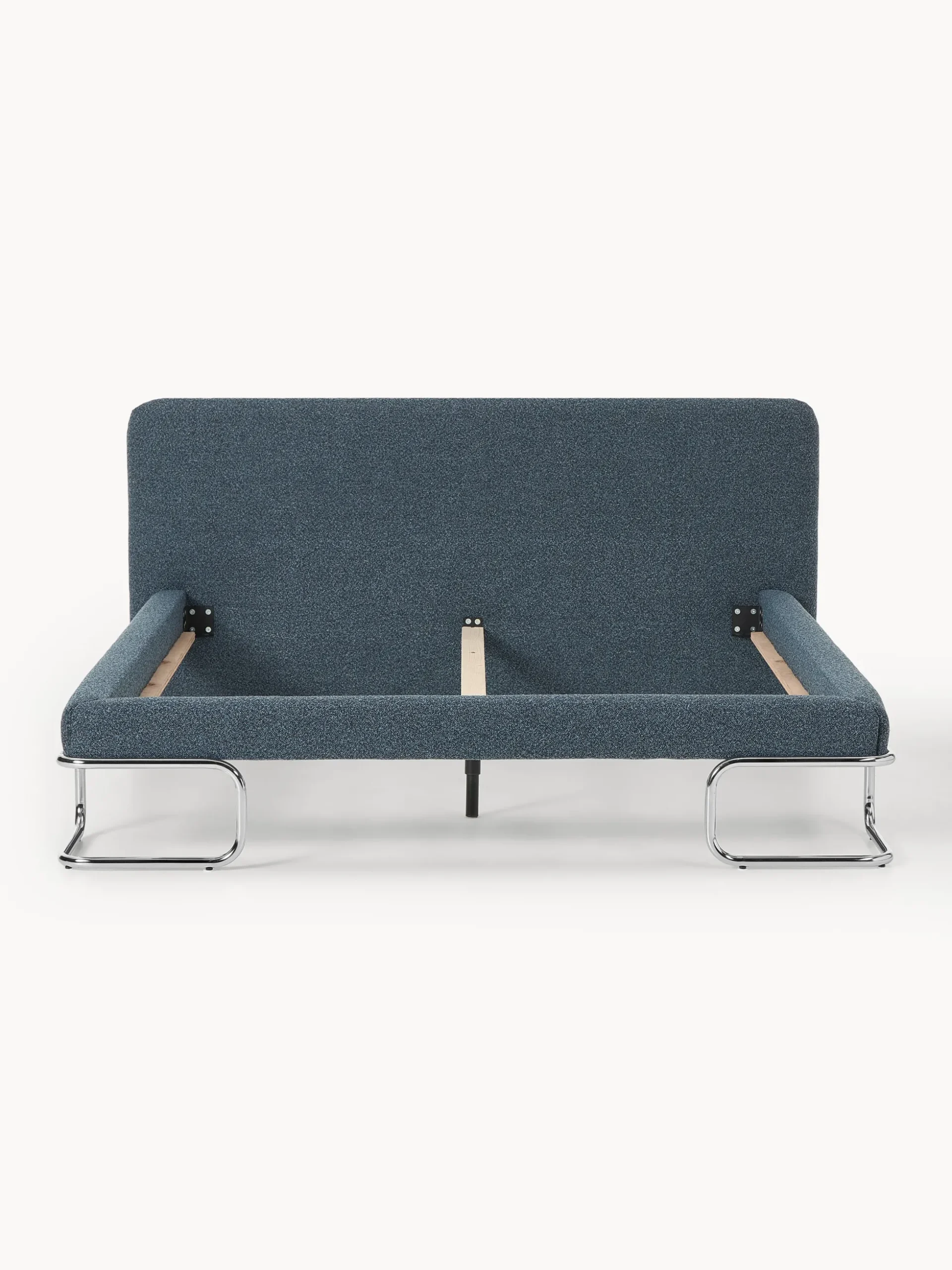 Letto imbottito in bouclé con gambe in metallo Olina