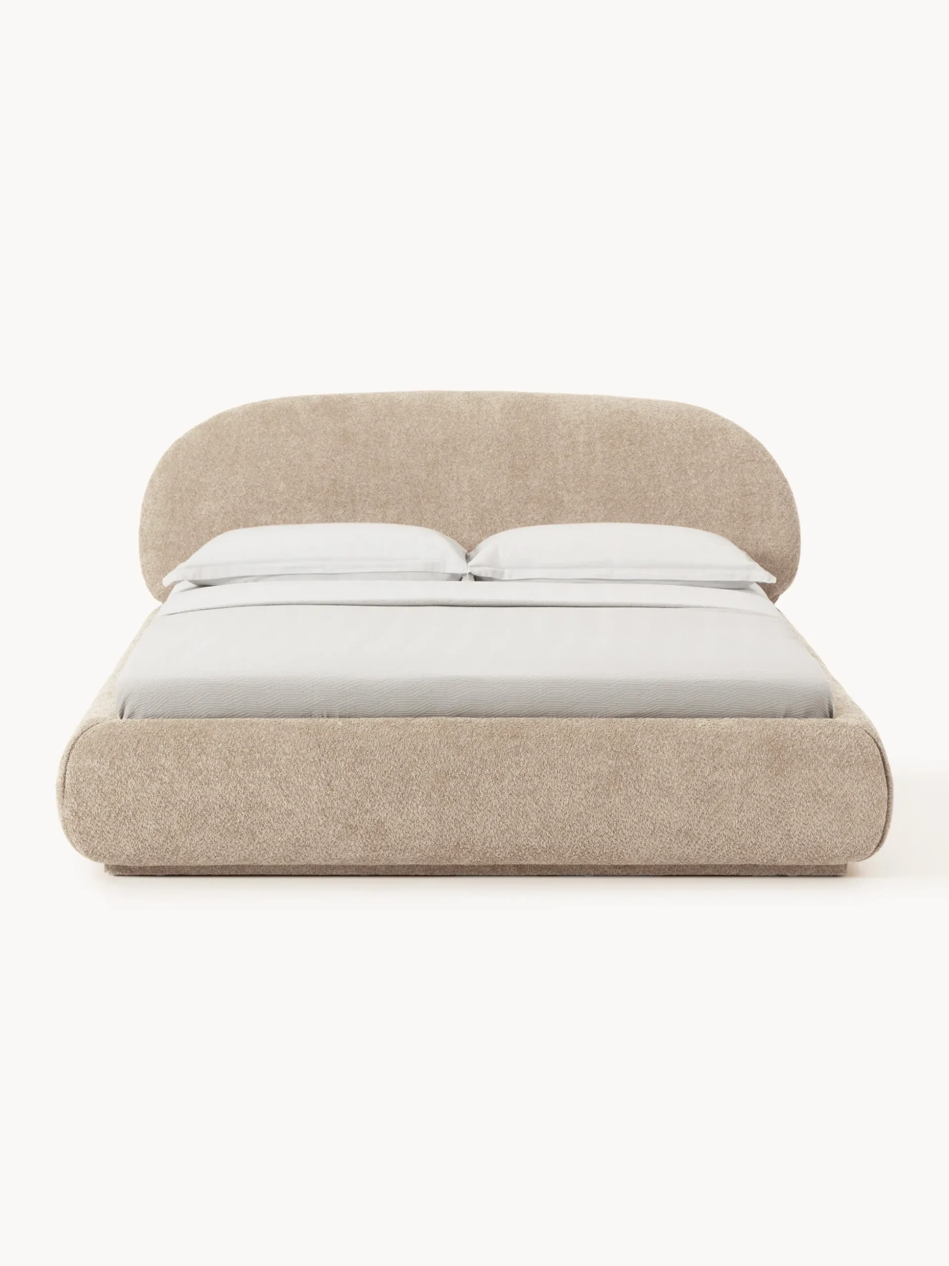 Letto imbottito in teddy bouclé con contenitore Alba