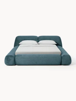 Letto imbottito in teddy bouclé con contenitore Wolke