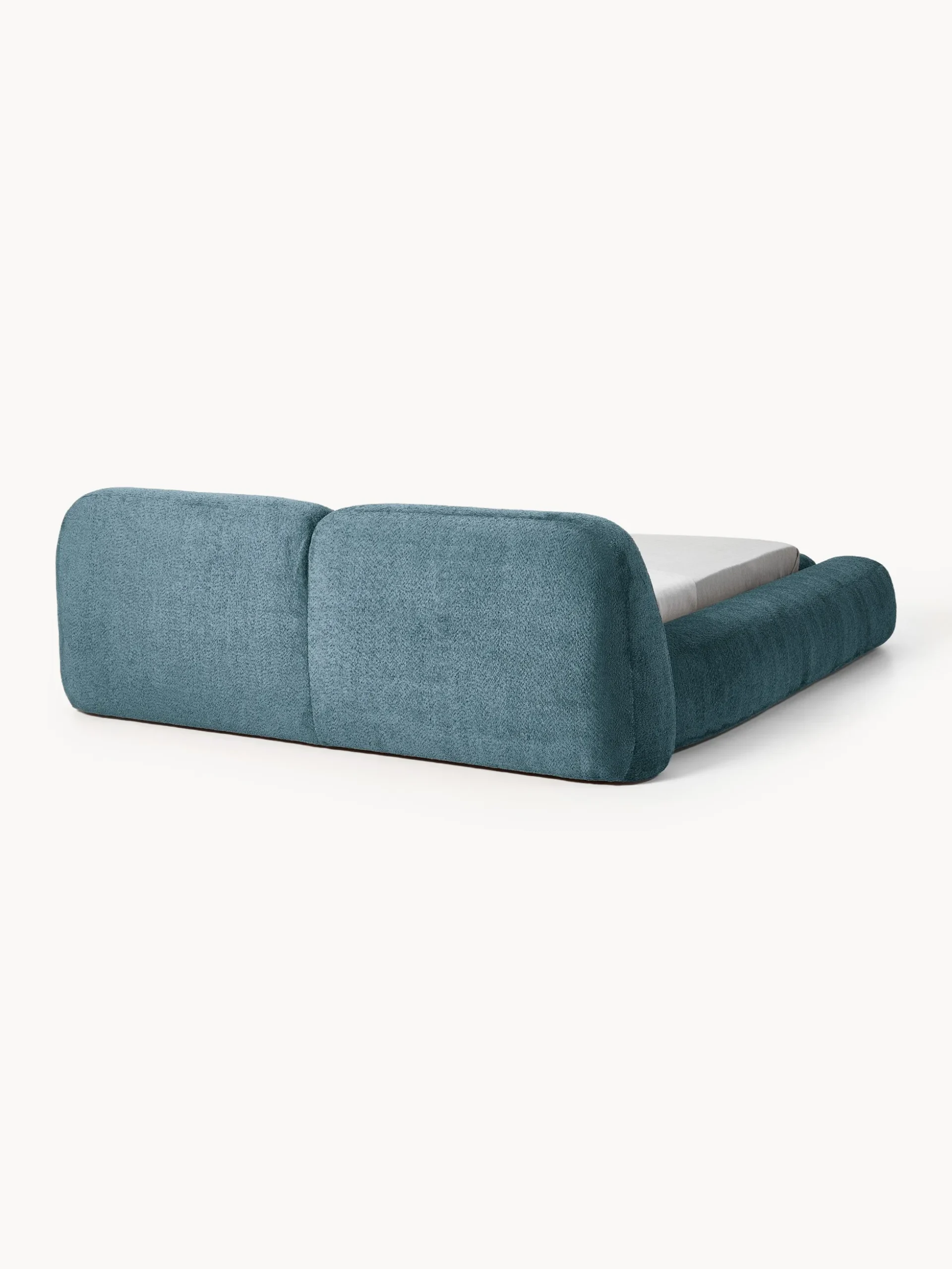 Letto imbottito in teddy bouclé con contenitore Wolke