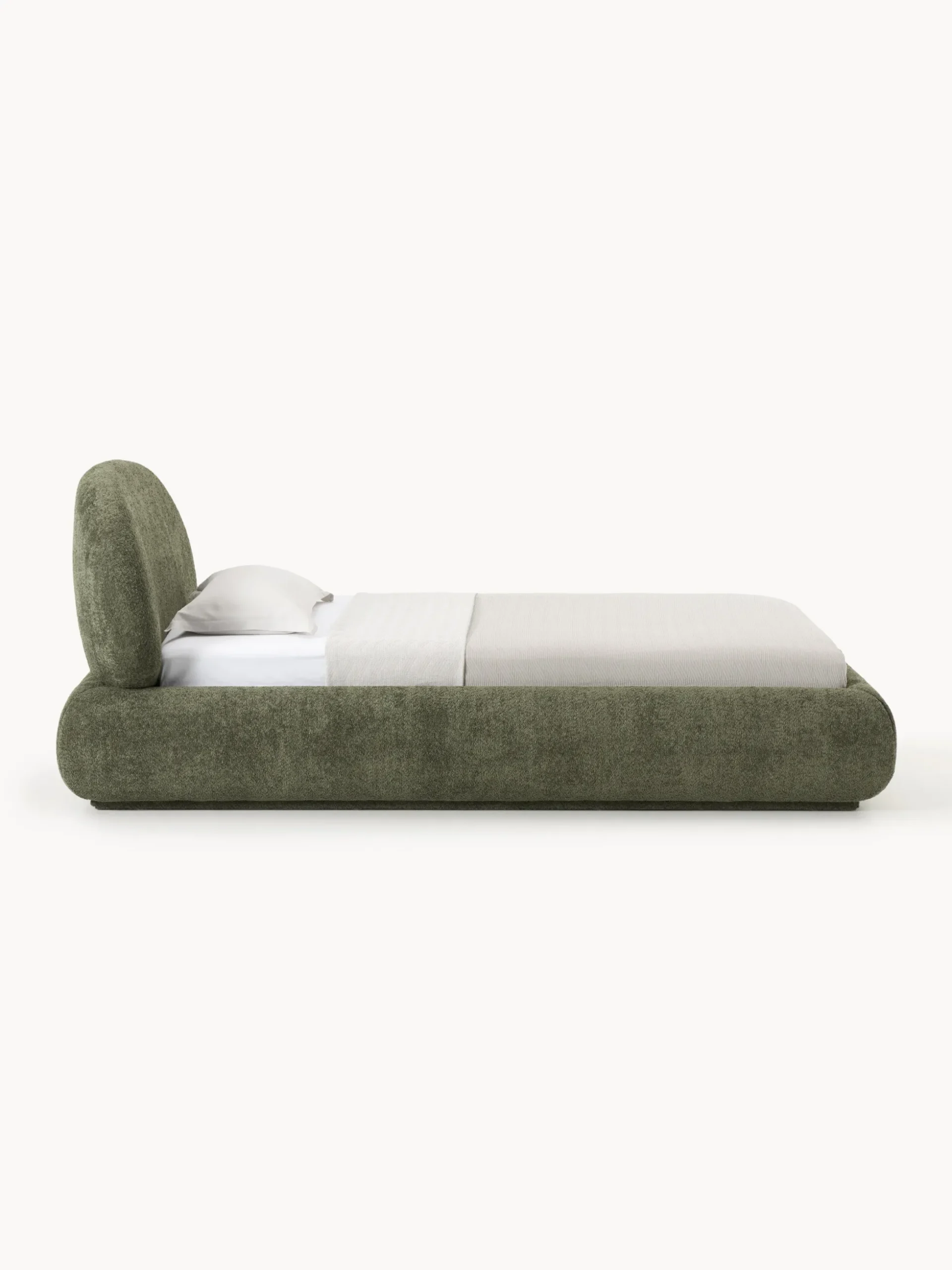 Letto imbottito in teddy bouclé con contenitore Alba