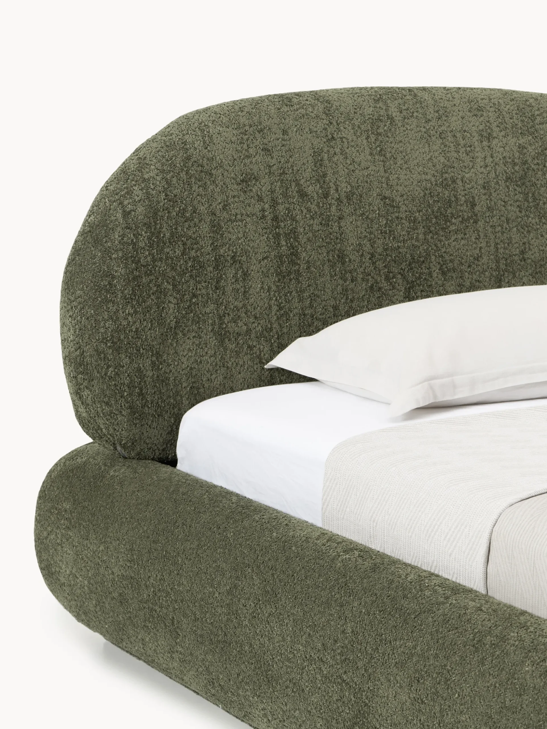 Letto imbottito in teddy bouclé con contenitore Alba