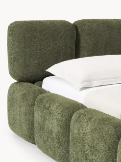 Letto imbottito in teddy-bouclé con spazio contenitore aggiuntivo Tayla