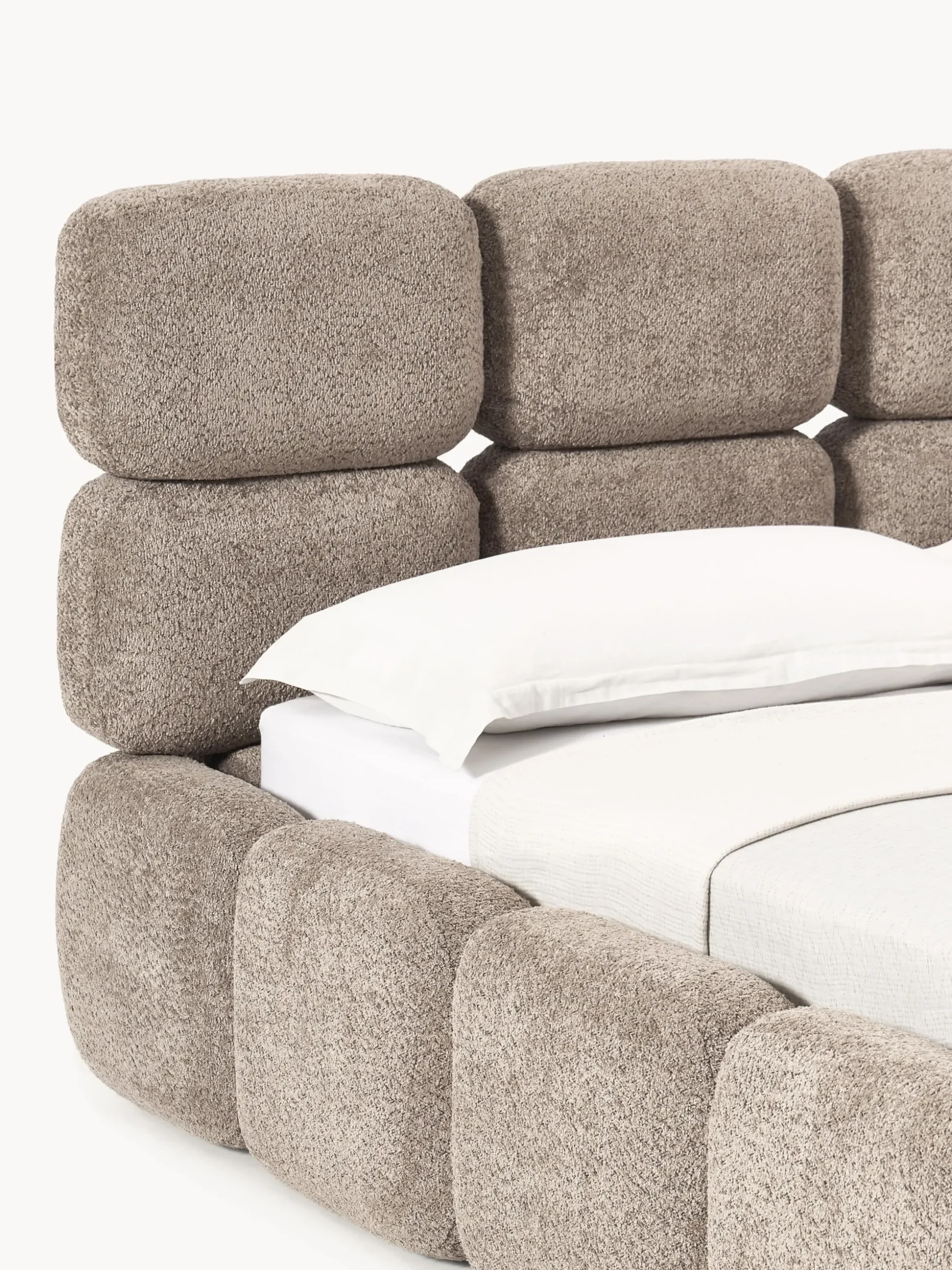 Letto imbottito in teddy-bouclé Tayla