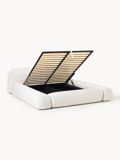 Letto imbottito in teddy bouclé con contenitore Wolke