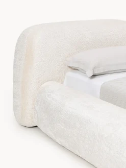 Letto imbottito in teddy bouclé con contenitore Wolke