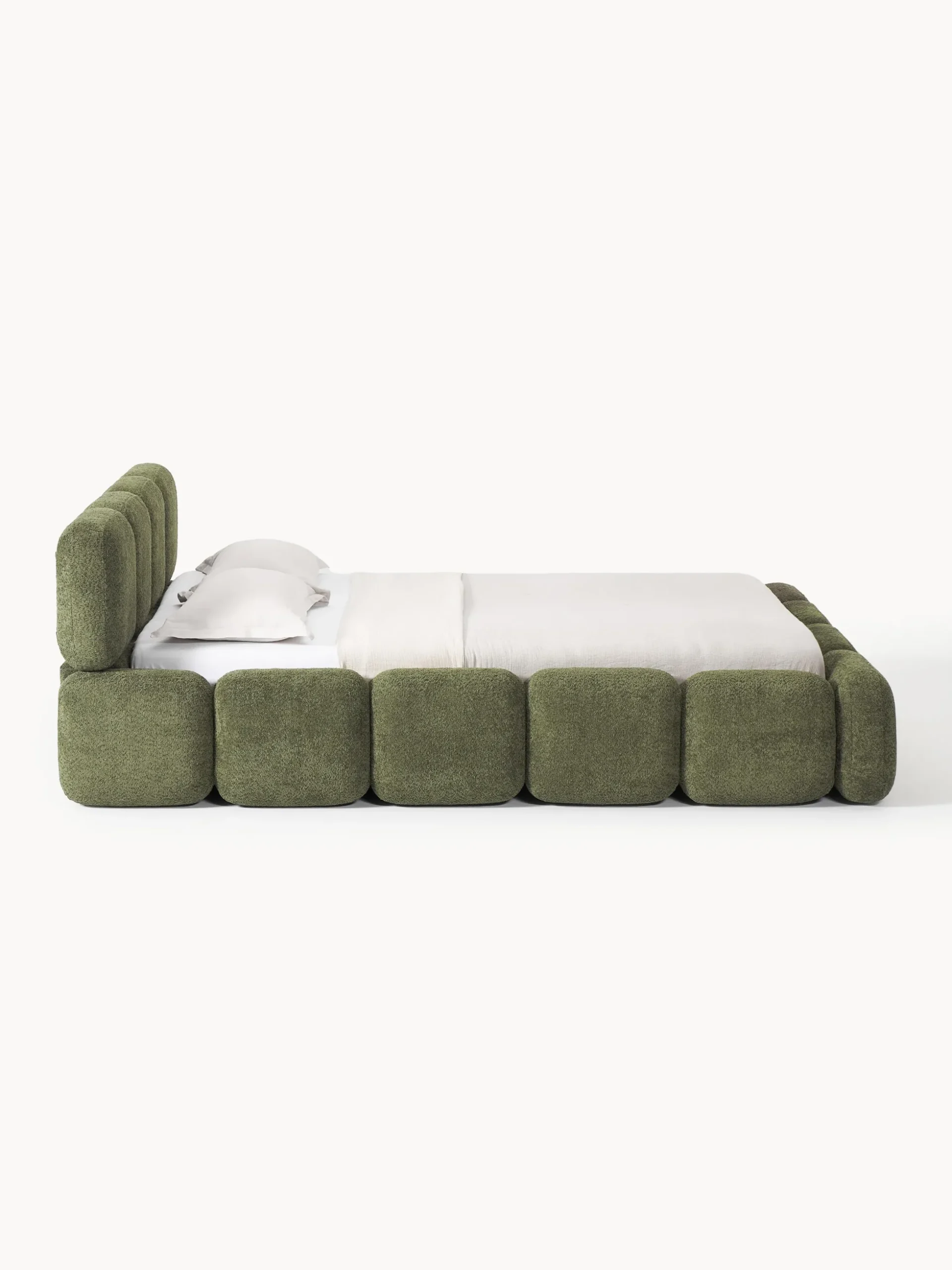 Letto imbottito in teddy-bouclé Tayla