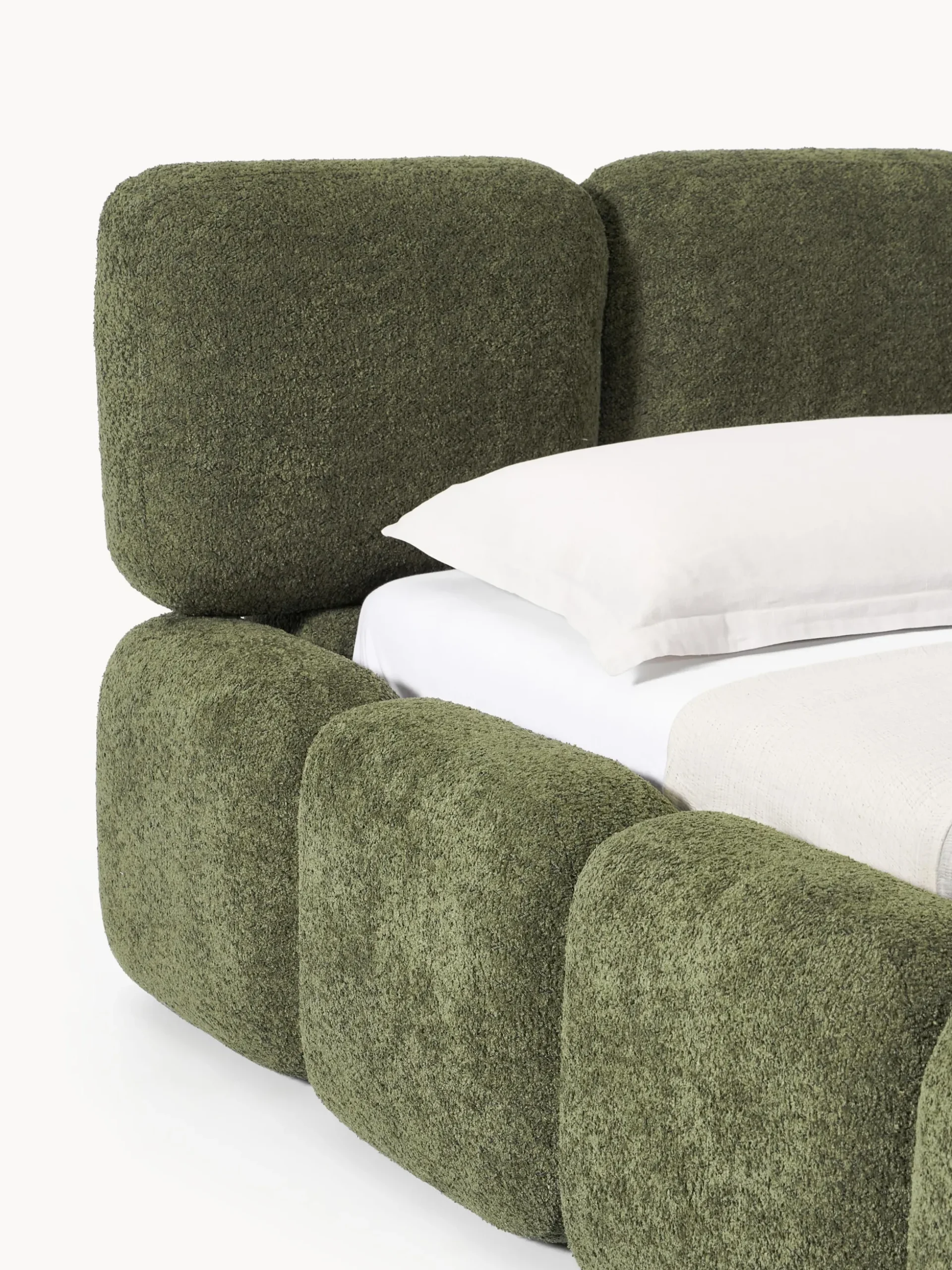 Letto imbottito in teddy-bouclé Tayla