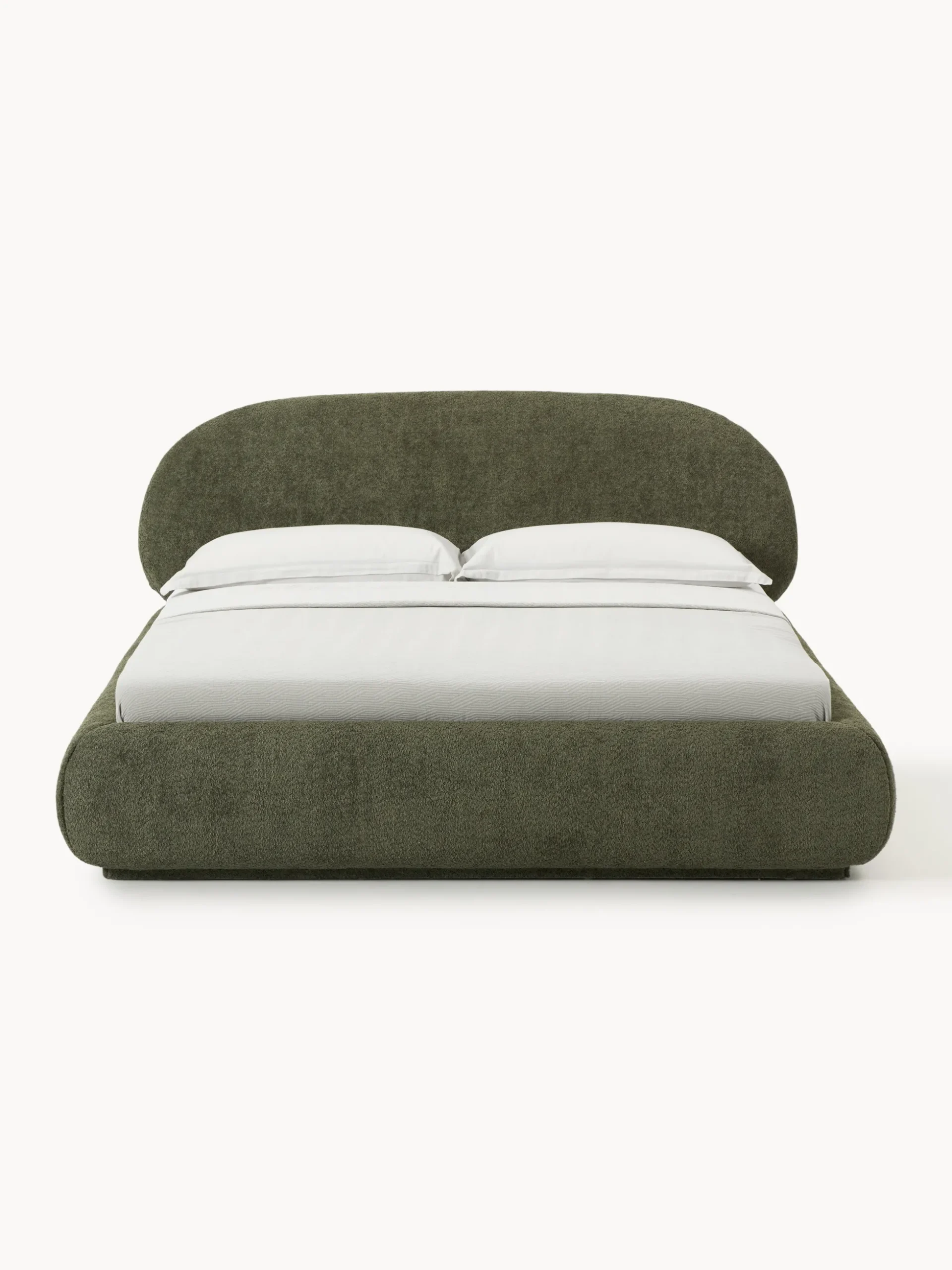 Letto imbottito in teddy bouclé con contenitore Alba