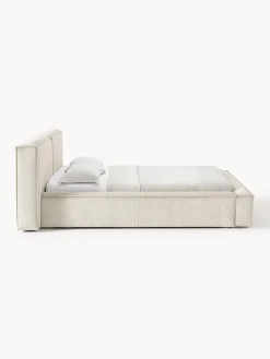 Letto imbottito in velluto a coste con contenitore Lennon