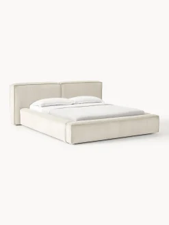 Letto imbottito in velluto a coste con contenitore Lennon