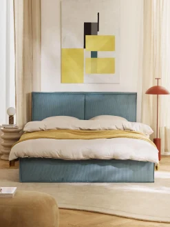 Letto imbottito in velluto a coste con spazio contenitore aggiuntivo Dream