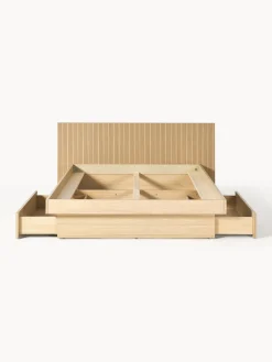 Letto in legno con testiera e vano contenitore Sato