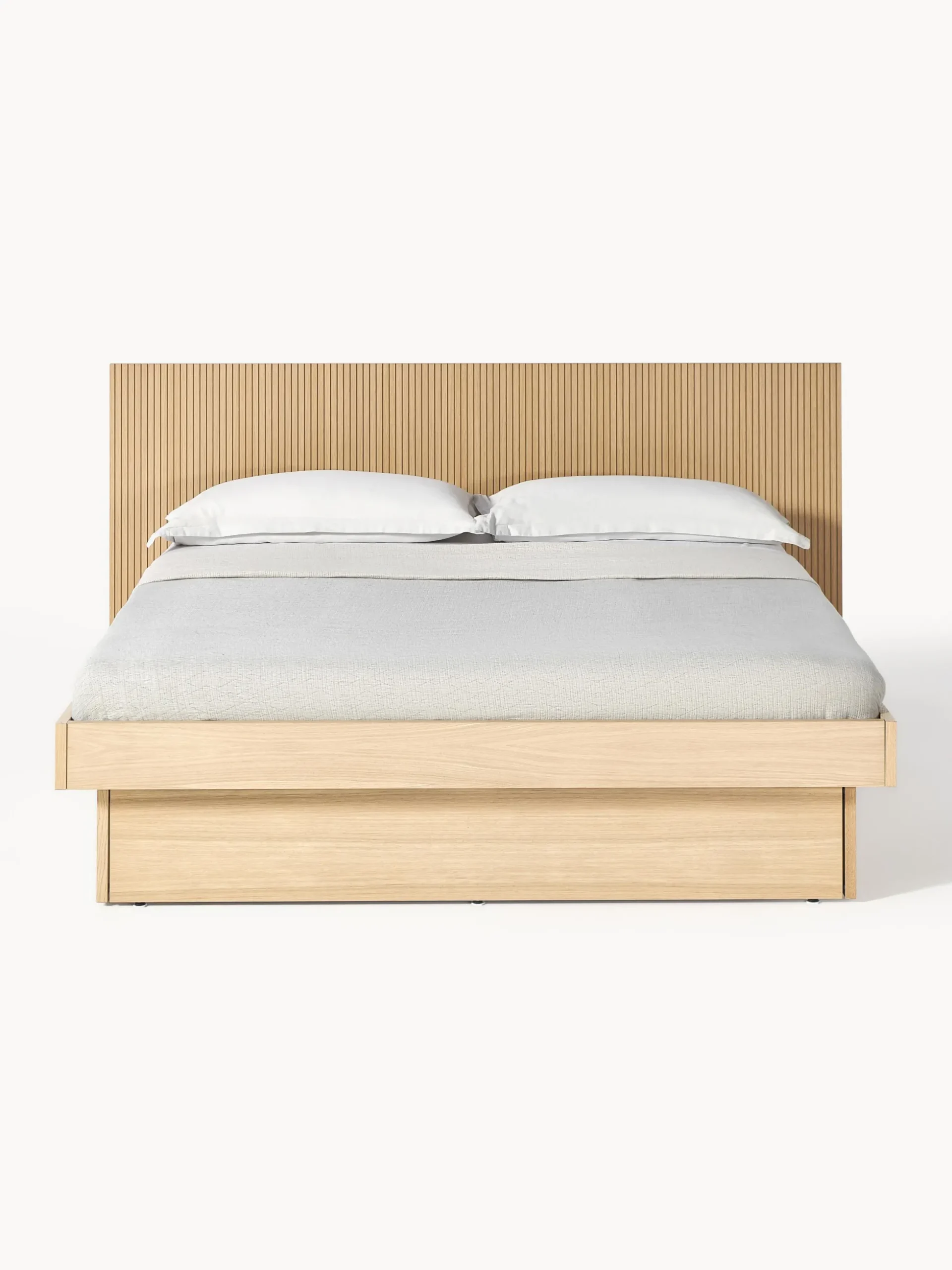 Letto in legno con testiera e vano contenitore Sato