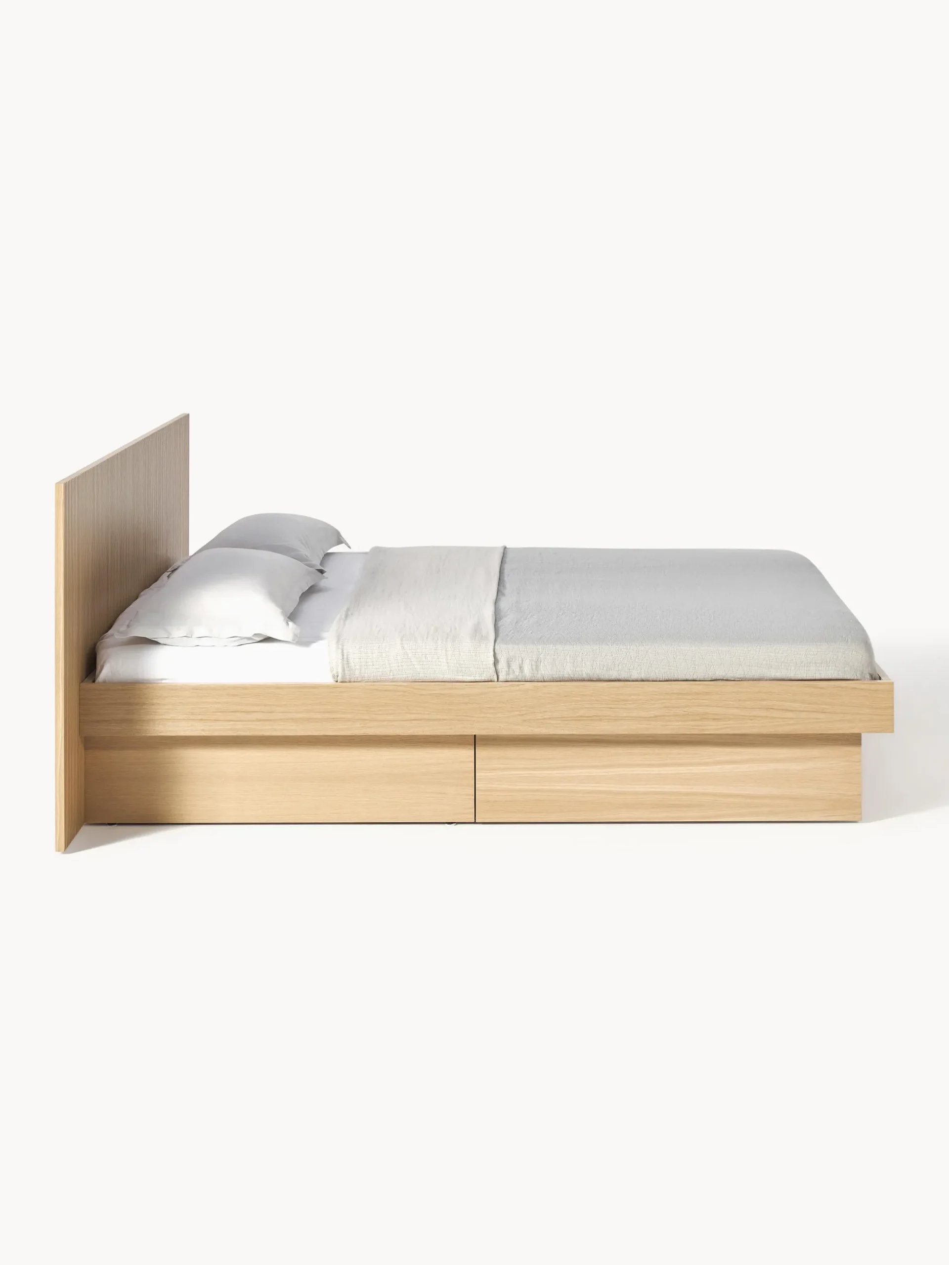 Letto in legno con testiera e vano contenitore Sato