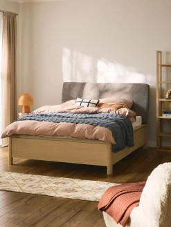 Letto in legno con testiera imbottita e cassetti Santiago