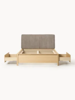 Letto in legno con testiera imbottita e cassetti Santiago