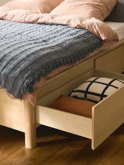 Letto in legno con testiera imbottita e cassetti Santiago