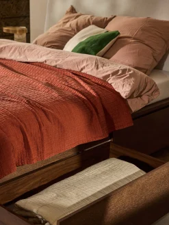 Letto in legno con testiera imbottita e cassetti Santiago