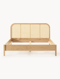 Letto in legno con testiera in vimini Jones