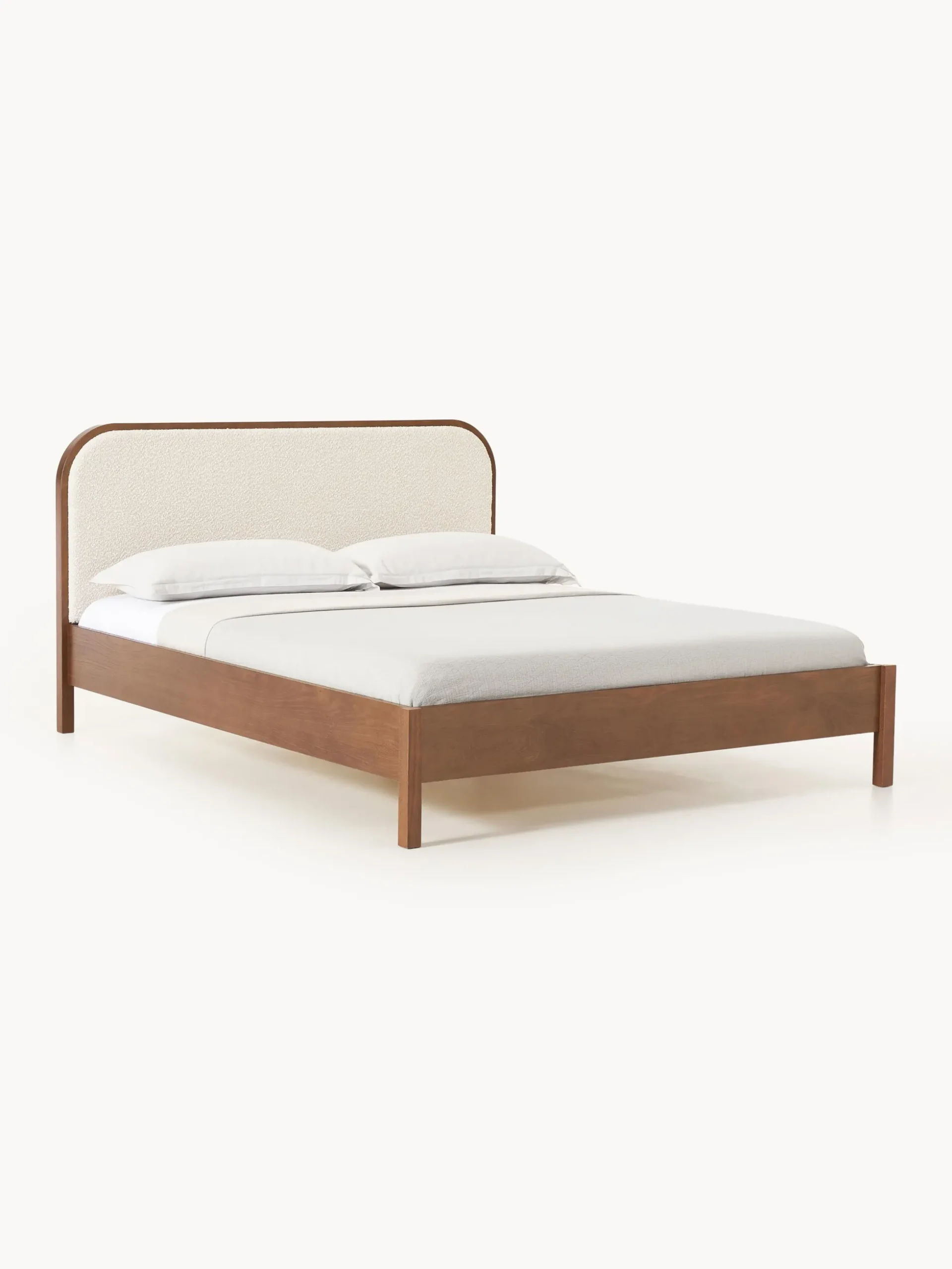 Letto in legno con testiera in bouclé Jones