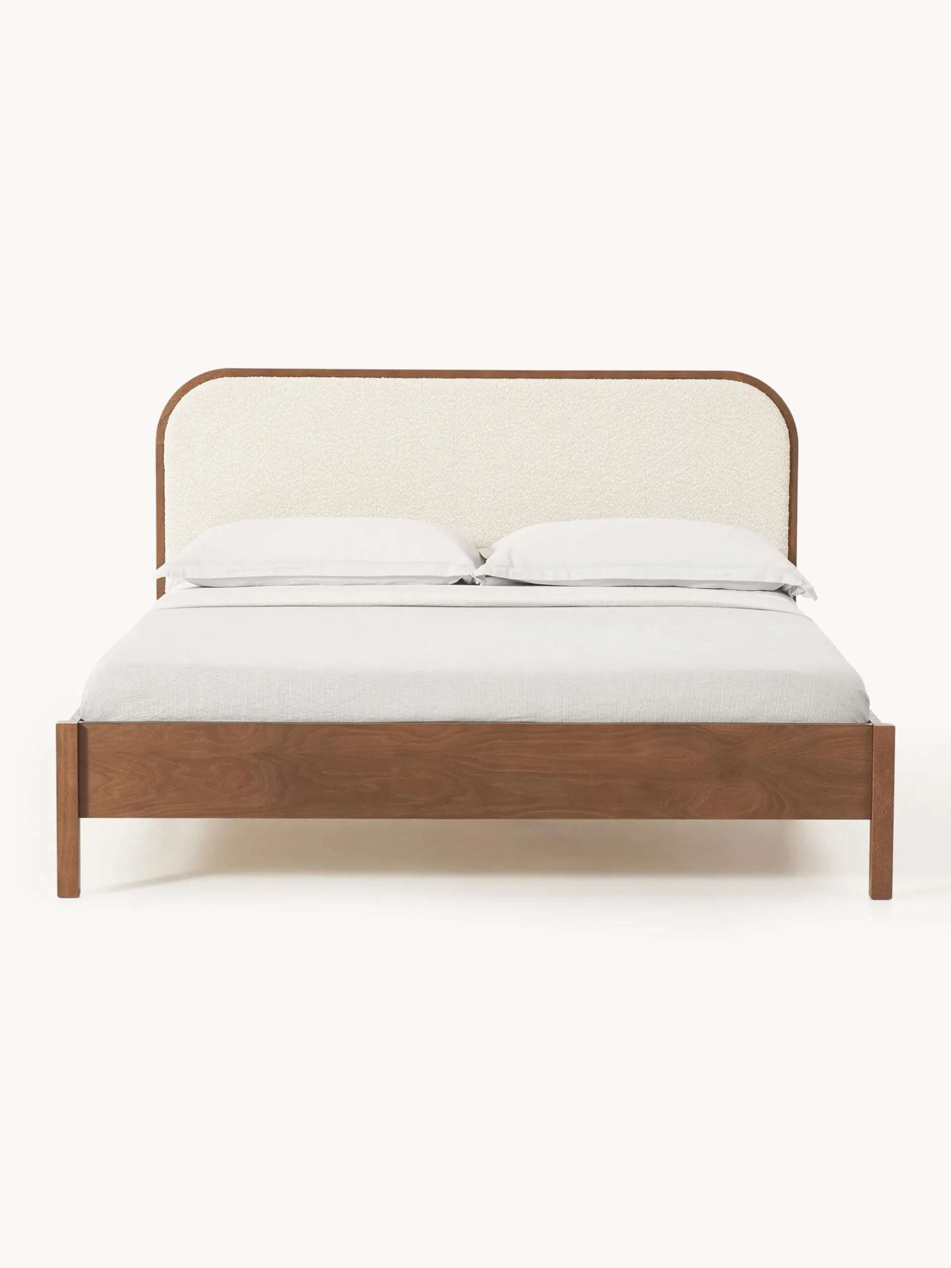 Letto in legno con testiera in bouclé Jones