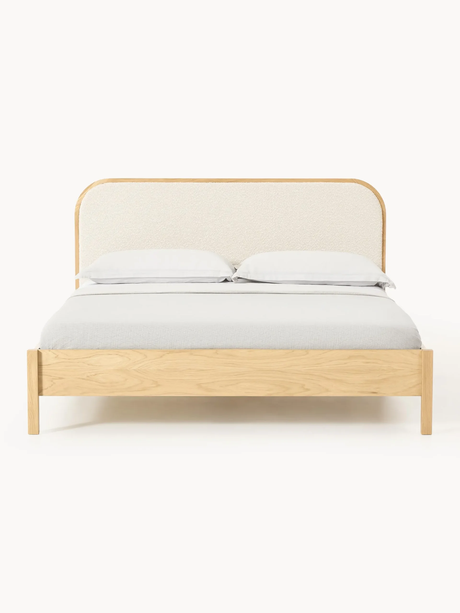 Letto in legno con testiera in bouclé Jones