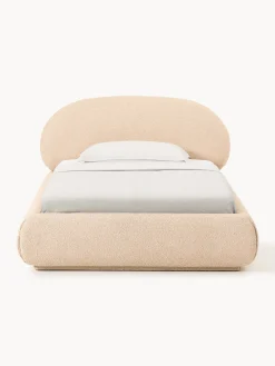 Letto singolo imbottito in bouclé con contenitore Alba