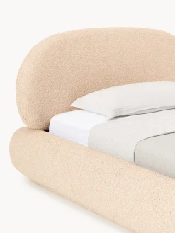 Letto singolo imbottito in bouclé con contenitore Alba
