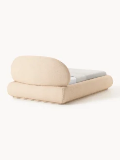 Letto singolo imbottito in bouclé con contenitore Alba