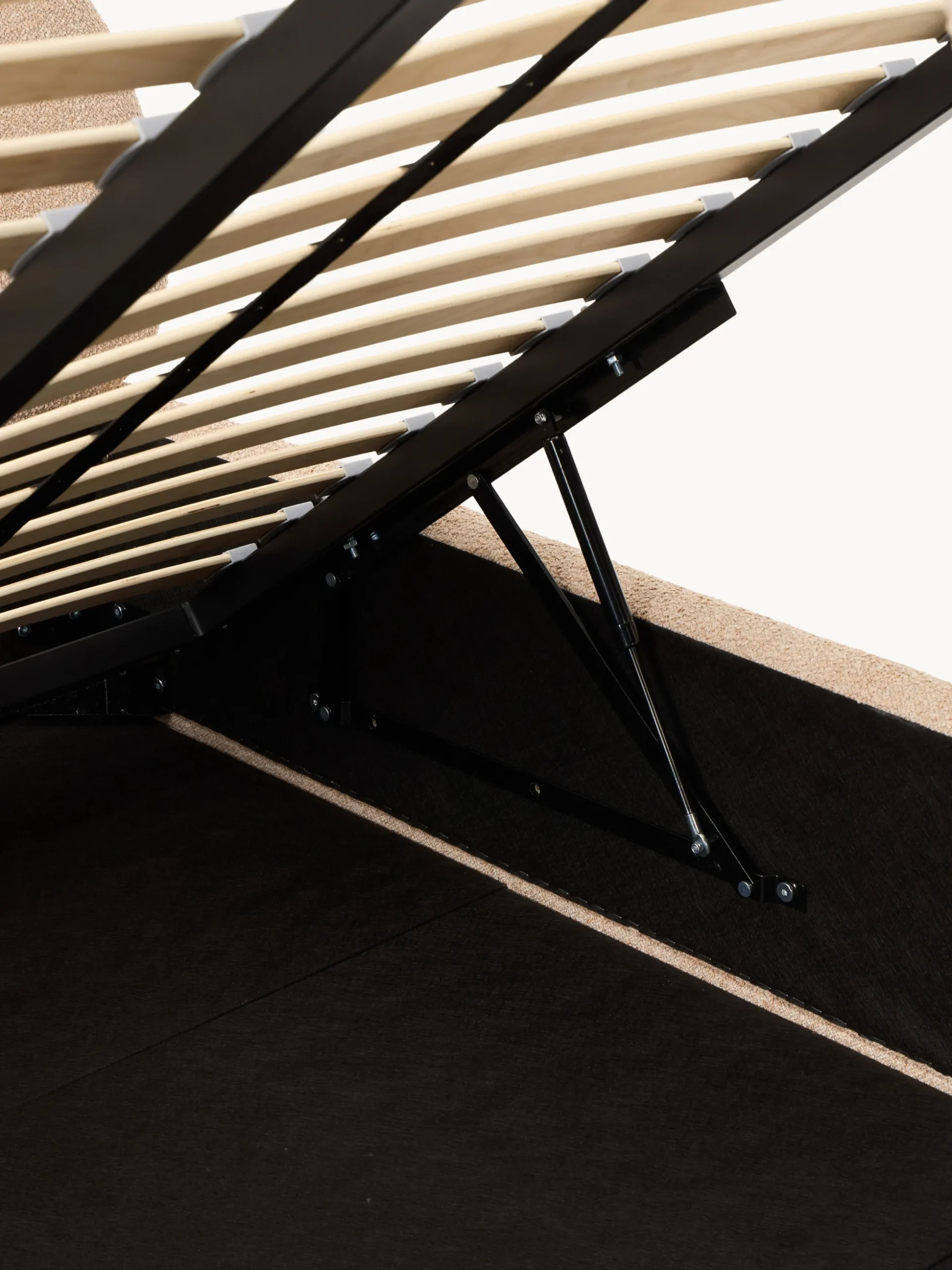 Letto singolo imbottito in bouclé con contenitore Alba