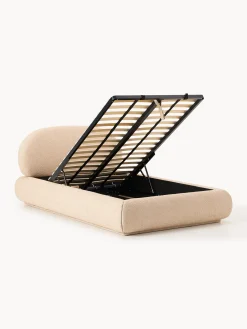 Letto singolo imbottito in bouclé con contenitore Alba