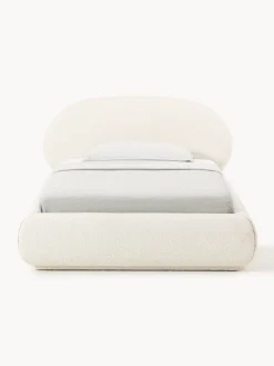 Letto singolo imbottito in bouclé con contenitore Alba