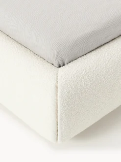 Letto singolo imbottito in bouclé con contenitore Alba