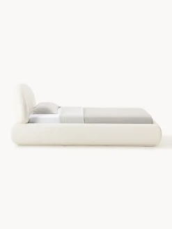 Letto singolo imbottito in bouclé con contenitore Alba
