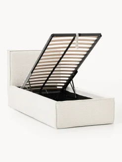 Letto singolo imbottito in bouclé con contenitore Dream