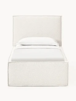 Letto singolo imbottito in bouclé con contenitore Dream