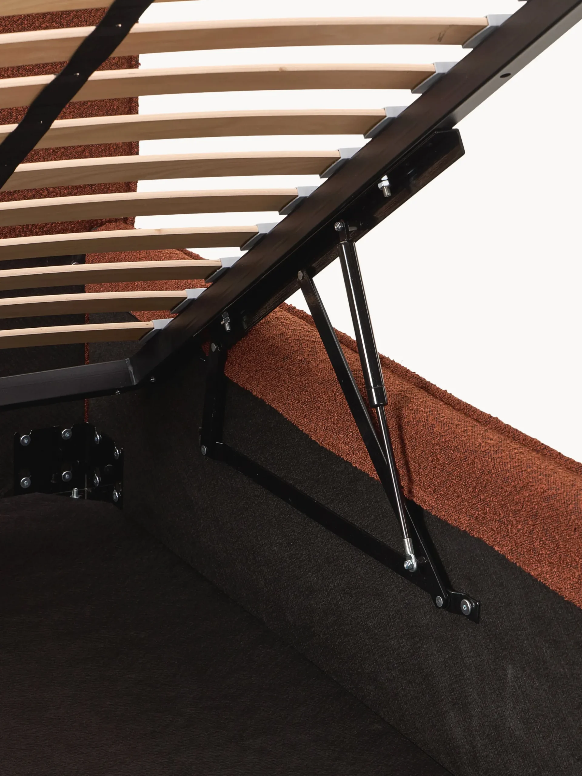 Letto singolo imbottito in bouclé con contenitore Dream