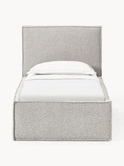 Letto singolo imbottito in bouclé con contenitore Dream