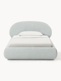 Letto singolo imbottito in bouclé con contenitore Alba