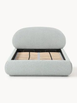 Letto singolo imbottito in bouclé con contenitore Alba