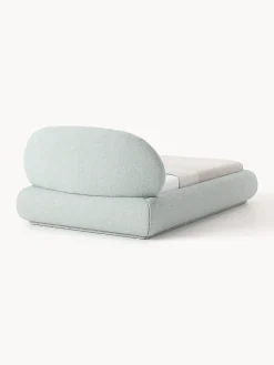 Letto singolo imbottito in bouclé con contenitore Alba